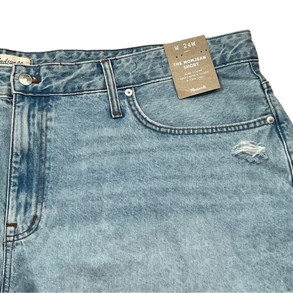 Madewell The Mom Jean Cutoff Distressed Denim Shorts Size 24 - Picture 3 of 5
